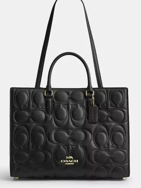 COACH Maggie Large Quilted Leather Tote Bag with Signature Logo NWR